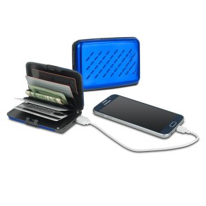 Viatek MJWAL01-BLU Pocket Jump Card Holder Wallet And 2300mah Power Ba