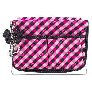 Jacki JBD22929HP Large Retro Plaid Magazine Holder, Hot Pink