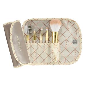 Jacki FYD33103CH Vintage Allure 5 Pc Make Up Brush Set And Bag, Cream