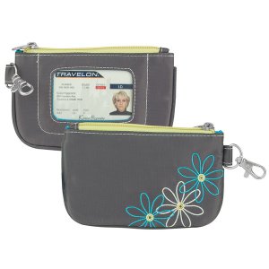 Travelon 23136-540-0060-01 Rfid Blocking Daisy Zip Id Pouch, Pewter