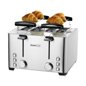 Geek GTS4C 1500w 4 Slice Toaster With Warming Rack Stainless Steel