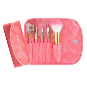 Jacki FYD33103CO Vintage Allure 5 Pc Make Up Brush Set And Bag, Coral