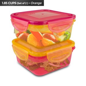 Cool 1933 Air Tight Food Lunch Box Container 1.85 Cup Bpa-free 2-pack