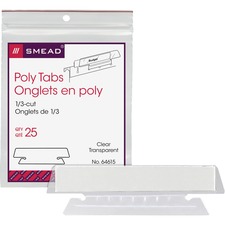 Smead SMD 64615 Smead Hanging Folder Tabs - Clear Poly Tab(s) - 25  Pa