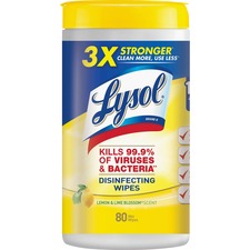 Reckitt 19200-77182 Lysol Disinfecting Wipes - Ready-to-use Wipe - Lem