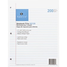 Sparco SPR 82120 Notebook Filler Paper - Letter - 200 Sheets - Ruled R