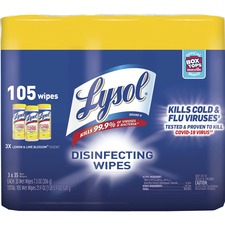 Reckitt 19200-82159 Lysol Disinfecting Wipes 3-pack - Wipe - Lemon Sce