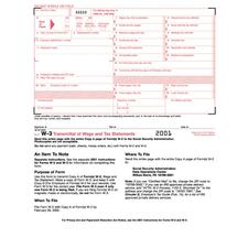 Tops TOP 2203 Continuous W-3 Transmittal Of Wage Form - 2 Part - Carbo