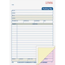 Tops ABF T5082 Adams Packing Slip Book - 3 Partcarbonless Copy - 5.50 