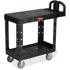 Rubbermaid RCP 450500BK Commercial Hd Flat Shelf Utility Cart - 2 Shel