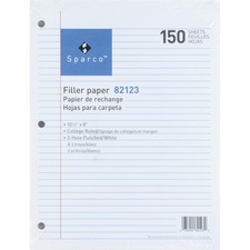 Sparco SPR 82123 Standard White 3hp Filler Paper - 150 Sheets - Colleg