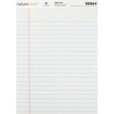 Nature NAT 00864 Recycled Legal Ruled Pads - 50 Sheets - 0.34 Ruled - 