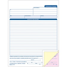 Tops ABF TC8122 Adams Contractor's Invoice Book - 50 Sheet(s) - 3 Part