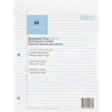 Sparco SPR 82110 Notebook Filler Paper - Letter - 100 Sheets - Ruled R