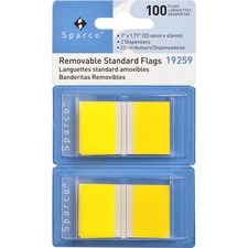 Sparco SPR 19259 Removable Standard Flags In Dispenser - 100 X Yellow 