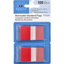 Sparco SPR 19260 Removable Standard Flags In Dispenser - 100 X Red - 1