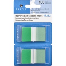 Sparco SPR 19262 Removable Standard Flags Dispenser - 100 X Green - 1.