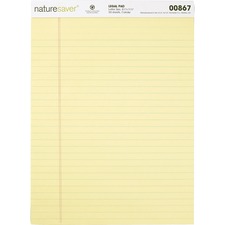 Nature NAT 00867 100% Recycled Canary Legal Ruled Pads - 50 Sheets - 0