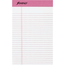 Tops TOP 20078 Pink Binding Writing Pads - 50 Sheets - 0.28 Ruled Pink