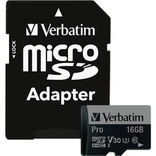 Verbatim 47040 16gb Pro 600x Microsdhc Memory Card With Adapter, Uhs-i