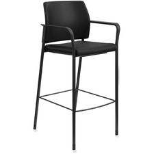 Hon HON SCS2FEUR10B Hon Accommodate Cafe Stool, Fixed Arms - Black Vin