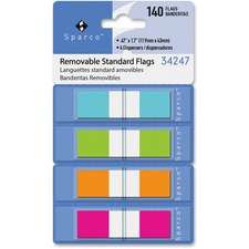 Sparco SPR 34247 Pop-up Dispenser Page Flags - 140 X Assorted - 0.50 -