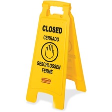 Rubbermaid RCP 611278YWCT Commercial Closed Multi-lingual Floor Sign -