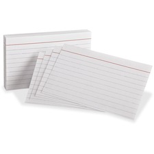 Tops OXF 10022 Oxford Red Margin Ruled Index Cards - Front Ruling Surf