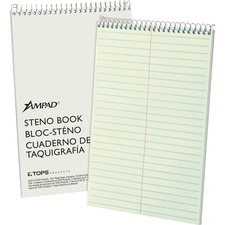 Tops TOP 25270 Ampad Kraft Cover Steno Book - 60 Sheets - Wire Bound -