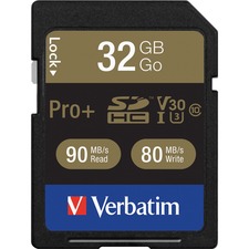 Verbatim 49196 32gb Pro Plus 600x Sdhc Memory Card, Uhs-i V30 U3 Class