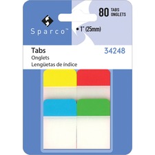 Sparco SPR 34248 1 Durable Tabs - Write-on Tab(s) - 1 Tab Height - Ass