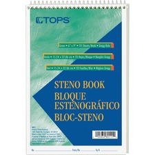 Tops TOP 8011DZ Green Tint Steno Books - 70 Sheets - Coilock - 15 Lb B