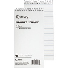 Tops TOP 25280 Ampad Earthwise Reporter's Notebook - 70 Sheets - Wire 