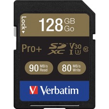 Verbatim 49198 Pro+ 128 Gb Sdxc - Class 10uhs-i (u3) - 90 Mbs Read - 8