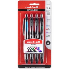 Uniball UBC 1838182 Uni-ball 207 Blx Gel Pens - Medium Pen Point - 0.7