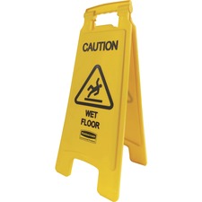 Rubbermaid RCP 611277YW Commercial Caution Wet Floor Safety Sign - 6  