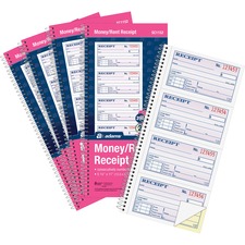 Tops ABF SC1152PK Adams Spiral 2-part Moneyrent Receipt Book - 200 She