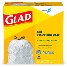 The CLO 78526PL Glad Forceflex Tall Kitchen Drawstring Trash Bags - 13