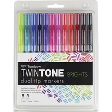 Tombow TOM 61500 Twintone Brights Dual-tip Marker Set - Extra Fine Mar