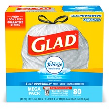 The CLO 78899CT Glad Forceflex Tall Kitchen Drawstring Trash Bags - 13