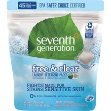 Seventh 22977CT Laundry Detergent - 45  Packet - 1  Pack - White