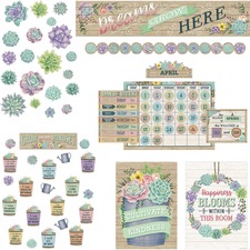 Teacher TCR 32328 Board Decorative Set - Rustic Bloom - Sturdy, Durabl