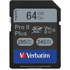 Verbatim 99166 Pro Ii Plus 64 Gb Sdxc - Class 10uhs-ii (u3) - 295 Mbs 