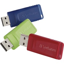 Verbatim 99811 32gb Store 'n' Go Usb Flash Drive - 3pk - Red, Blue, Gr