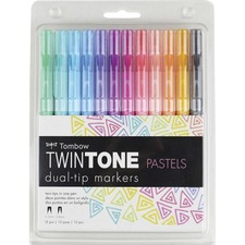 Tombow TOM 61501 Twintone Pastels Dual-tip Marker Set - Extra Fine Mar