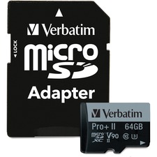 Verbatim 99168 64gb Pro Ii Plus 1900x Microsdxc Memory Card With Adapt