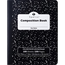 Sparco SPR 00333 College Ruled Composition Notebook - 100 Pages - Sewn