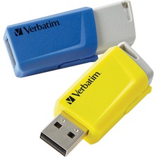 Verbatim 70376 16gb Store 'n' Click Usb Flash Drive - 2pk - Blue, Yell