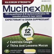 Reckitt RAC 07207 Mucinex Dm Cough Tablets - For Cough, Nasal Congesti