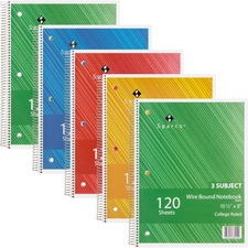 Sparco SPR 83254BD Wire Bound College Ruled Notebook - 120 Sheets - Wi